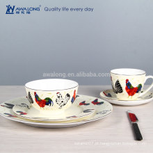 Animal Painting Design Unique Lovely Style Fina Fine China Dinnerware Set Com Cock Design, Hotel Usado Dinner Plates